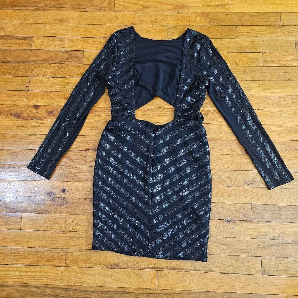 House of CB Women's Mini Sequined Suna Black Dress Size S - Picture 5 of 13